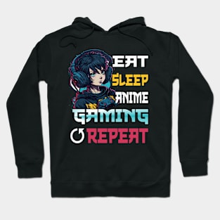 Eat Sleep Anime Gaming Repeat Kawaii Otaku Anime Manga Hoodie